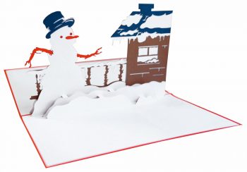 3D Pop-Up Grußkarte "Schneemann/Eishütte"