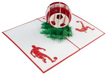 3D Pop-Up Grußkarte "Fußball", rot-weiss