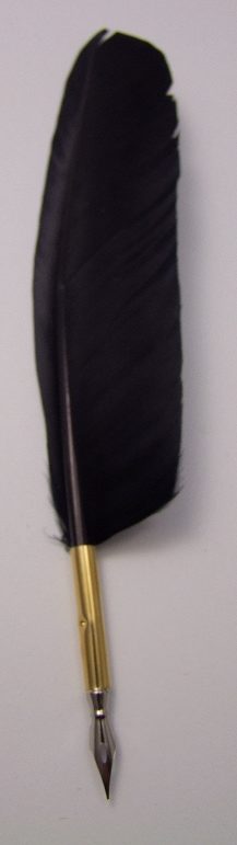 Gänsefeder -schwarz-, mit Messinghülse