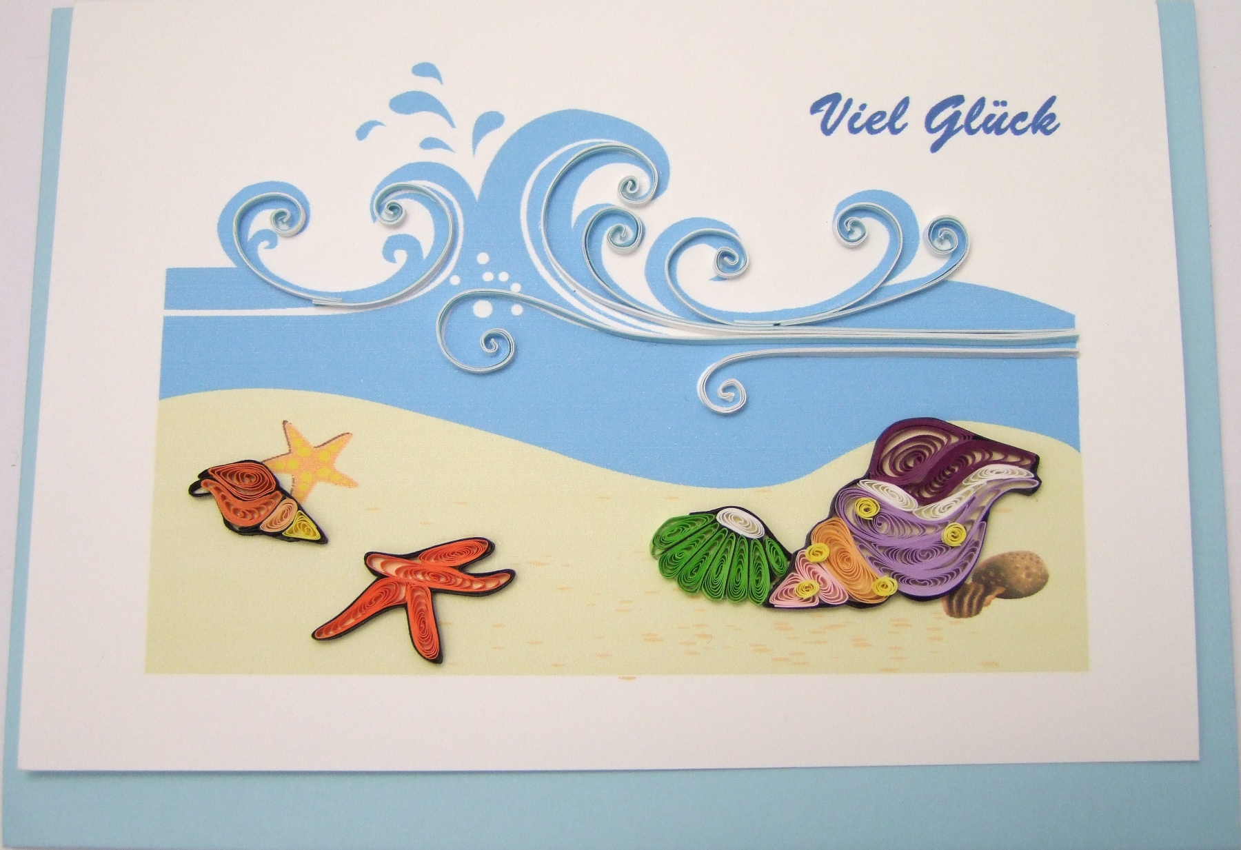 Grußkarte -Quilling- A6 "Küste" - Viel Glück